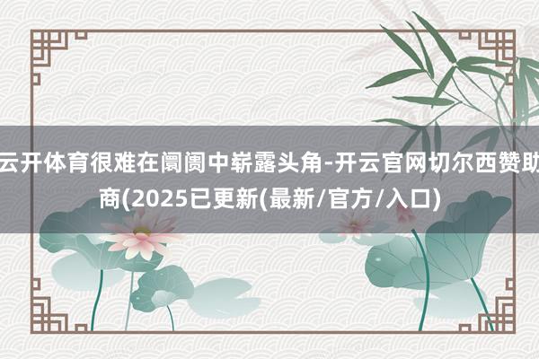 云开体育很难在阛阓中崭露头角-开云官网切尔西赞助商(2025已更新(最新/官方/入口)