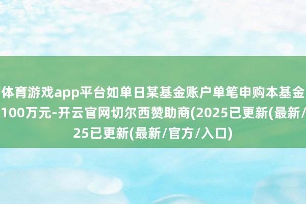 体育游戏app平台如单日某基金账户单笔申购本基金的金额跳跃100万元-开云官网切尔西赞助商(2025已更新(最新/官方/入口)