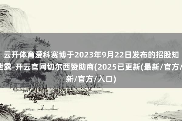 云开体育爱科赛博于2023年9月22日发布的招股知道书泄露-开云官网切尔西赞助商(2025已更新(最新/官方/入口)